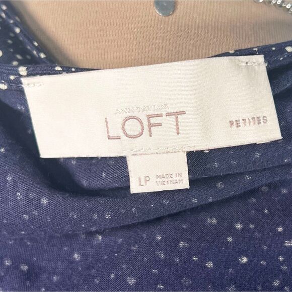 Ann Taylor Loft Navy Blue Mod Polka Dot Blouse - Picture 7 of 9